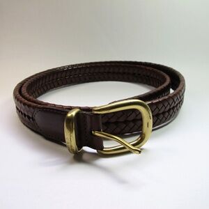 Coach men’s braided brown leather belt 44”/110 cm